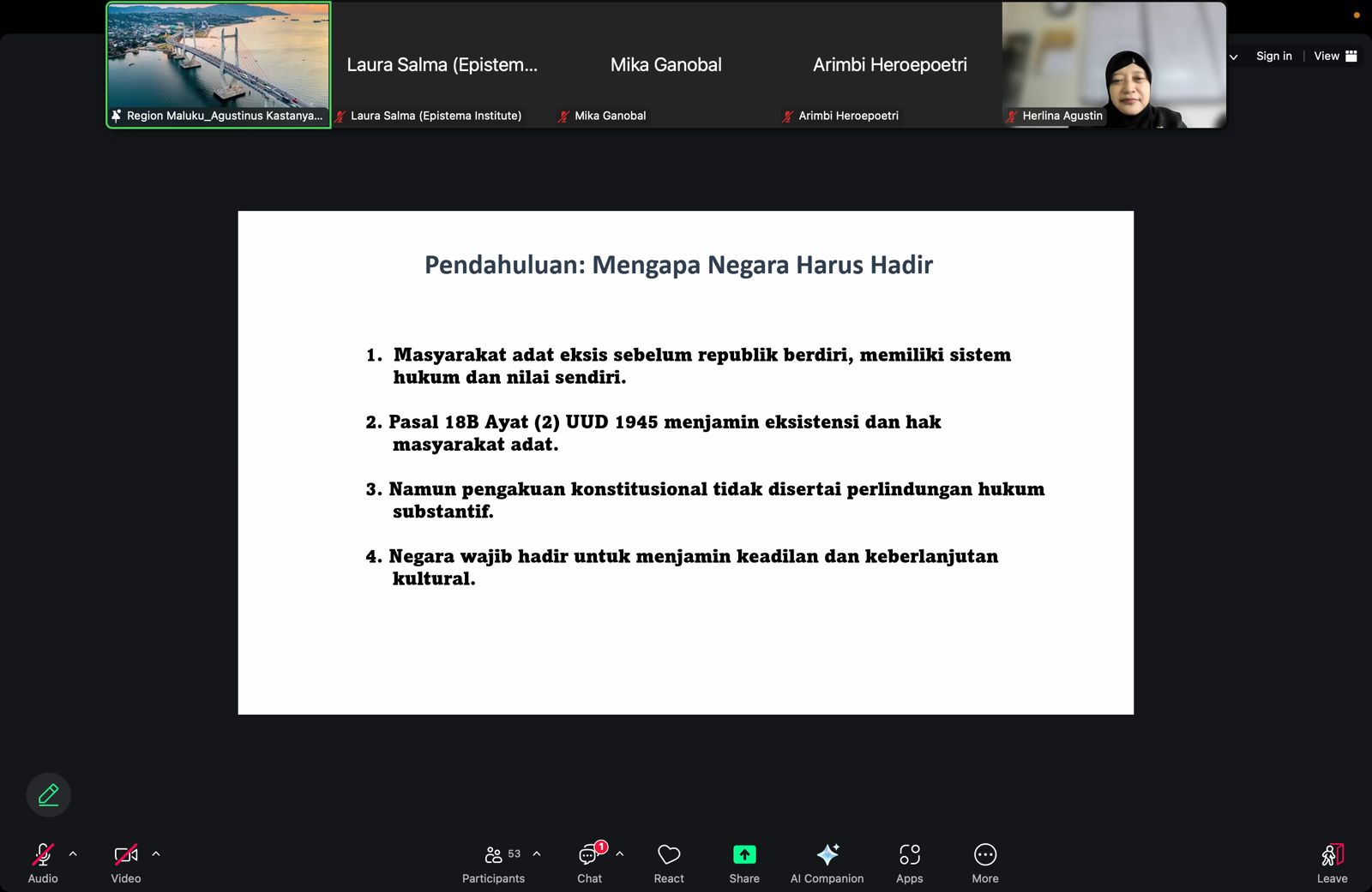 Pemaparan materi oleh Agustinus Kastanya (universitas Pattimura).